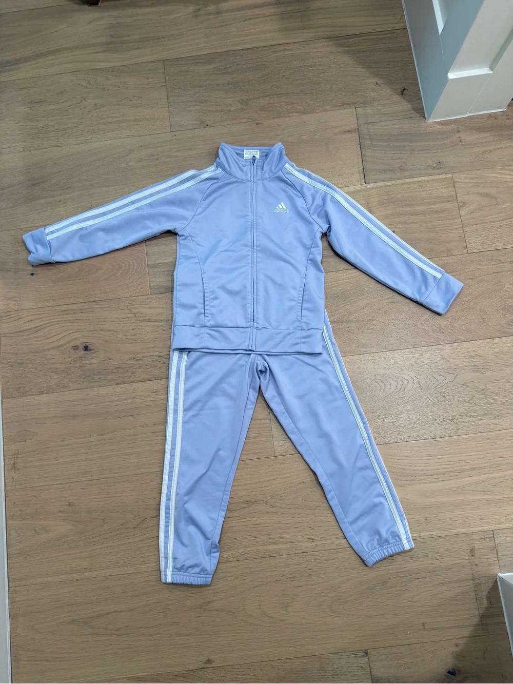 adidas Kids Lavender Track Jacket & Pants Set with White Stripes
